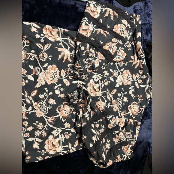 Love the label Floral balloon Puff Sleeve Blouse cottagecore poplin lace boho s - Picture 9 of 10